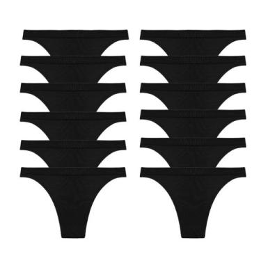 Imagem de Kit 12 Calcinhas Tanga Preta Trifil C04231/4231, Preto, M