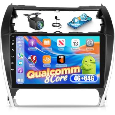 Imagem de Rádio Qualcomm 8 Core 4+64G para Toyota Camry 2012 2013 2014, Android Camry Car Stereo 10,1 polegadas, tela sensível ao toque/Carplay/Android Auto/Bluetooth 5.1/SWC/FM RDS