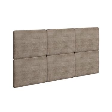 Imagem de Painel de Cama Box Estofada Modulada Lucca (3un) Casal/Queen - Suede Capuccino - Rufato