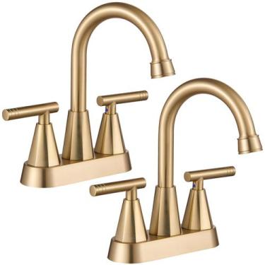 Imagem de Pia de banheiro Faucet Cobbe 4" Centerset em ouro escovado, pacote com