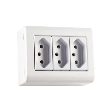 Imagem de Caixa Com Tampa 3 Tomadas 2P+T 10A/250V