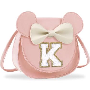 Imagem de Presentes de aniversário para meninas de 2, 3, 4, 5, 6, 7, 8, 9 e 10 anos de idade, bolsa infantil infantil para meninas pequenas com laço de orelha de rato personalizado, Pequeno-rosa-branco, K, K