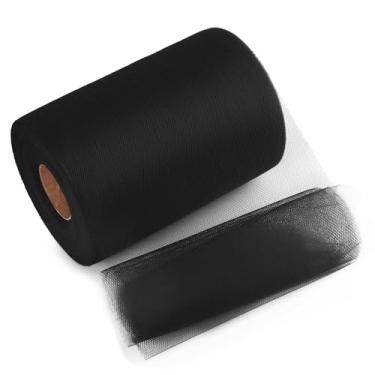 Imagem de LoomJoyz Fita de tule preta 15 cm x 100 metros (91,4 m) Fita de tecido de carretel ideal para saia tutu arte embrulho de presente buquê de flores artesanato casamentos arranjos florais