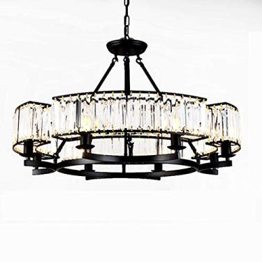 Imagem de RAUGAJ Lustres, Lustre, Lustre de Cristal Redondo de Luxo Vintage Redondo Cristal Pendurado Lâmpada Moderna Luz de Teto de Cristal Americano para Sala de Estar Sala de Jantar Quarto Luminária de Teto