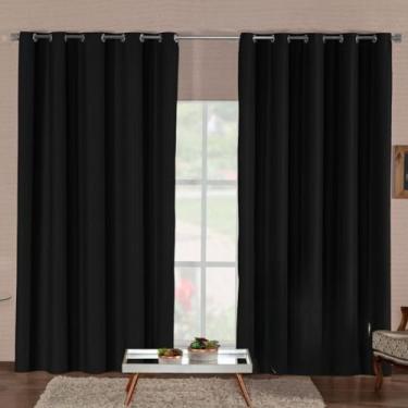 Imagem de Cortina Blackout Quarto Em Tecido Premium Totalmente Opaca E Antirruído Para Melhor Sono(PRETO,4,00M x 2,80M)
