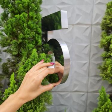 Imagem de Número residencial em aço inox BRILHANTE 15cm Casa Portão 3d - Lino Co