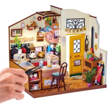 Imagem de Kit de casa em miniatura ROBOTIME DIY Mini Dollhouse com móveis