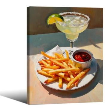 Imagem de Impressão de pôster: comida engraçada de cozinha com margarita e batat