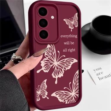 Imagem de Capa borboleta para Samsung Galaxy S25 Edge S24 S23 S22 Ultra Plus A55 A54 A35 A15 A56 A36 A26 A17 A14 A16 5G S23 FE Capa macia, A340 Vinho Vermelho, para Samsung S23
