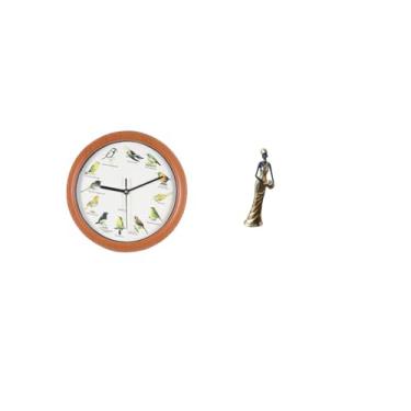 Imagem de Fenteer Relógio de Parede com Pássaro Cantando, Estátua de Tribal Africana, Relógios de Parede com Pássaros, Relógios de Parede Pendurados, Decoração,