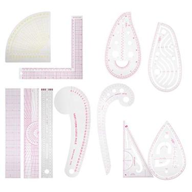 Imagem de Cryfokt Conjunto de Régua de Costura, Ferramenta de Alfaiataria Precisa para Design de Vestuário Com Escala Clara para Corte Manual, Conjunto de Régua de Costura DIY para