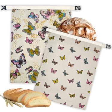 Imagem de Pacote com 2 sacos de pão de cera de abelha para pão caseiro, grande saco de armazenamento de pão de cera de abelha reutilizável de 33 x 43 cm, mantém os pães frescos por mais tempo, seguro para