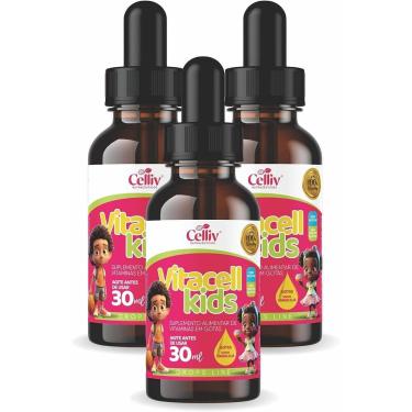 Imagem de Kit 3 Vitacell Kids Vit Complexo B (B1, B2, B3, B5, B6, B9 e B12) + Vit A, D, E e K 30ml Celliv-Unissex