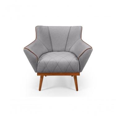 Imagem de Poltrona Decorativa Yasmin Linho Compose Império Estofados Cinza 199