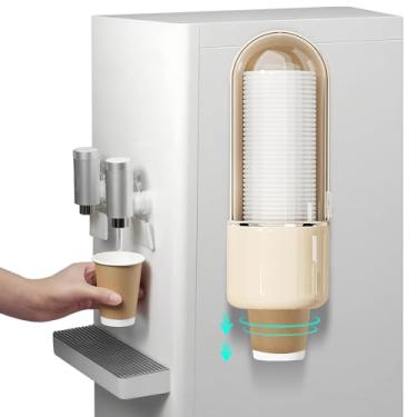 Imagem de Dispensador de copo de banheiro de montagem na parede – Suporte de copo refrigerador de água tipo puxar para copos descartáveis de papel e plástico de 142 g 255 g, instalação adesiva, dispensador de