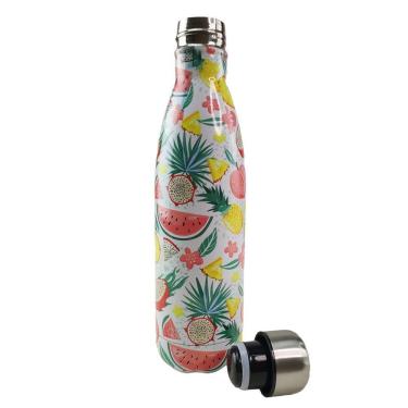 Imagem de Garrafa Termica Estampa Frutas Flores 500ml Inox Floral Florido Trabalho Dia A Dia Corrida Caminhada