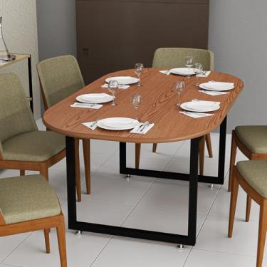 Imagem de Mesa de Jantar Oval base Ferro Industrial 100% MDF (Nature)