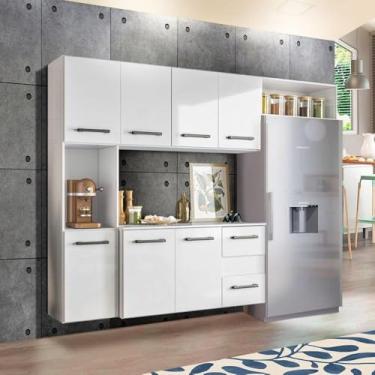 Imagem de Cozinha Suspensa Completa 1,80m 7 Portas 2 Gavetas Branco