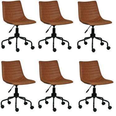 Imagem de Kit 6 Cadeiras para Escritório Decorativa em Sintético Florença Caramelo
