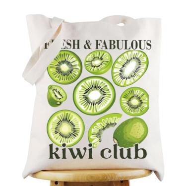 Imagem de G2TUP Bolsa de ombro Kiwi Fruit Canvas Tote Bag Kiwi Lover Gift Fresh & Fabulous Kiwi Club Merch com tema de frutas (Kiwi Club TG)