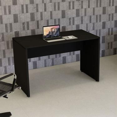 Imagem de Mesa Escrivaninha Retangular 120cm X 60cm Escritório Pé Painel com Passa Cabos Industrial Executive Preto