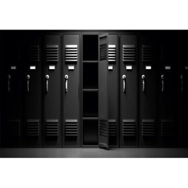 Imagem de Yeele Pano de fundo preto de 2,1 x 1,5 m de cacifo para escola, esportes, academia, vestiário, estádio, armário de armazenamento preto, para escola, escola, material de festa, decoração de piscina