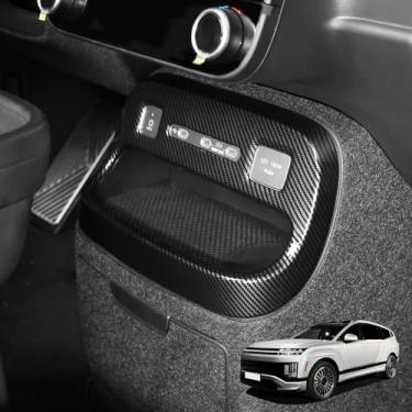 Imagem de YOUTOOCAR Porta de carregamento Capa protetora com orifício USB compatível com acessórios Hyundai IONIQ 9 (padrão de fibra de carbono)