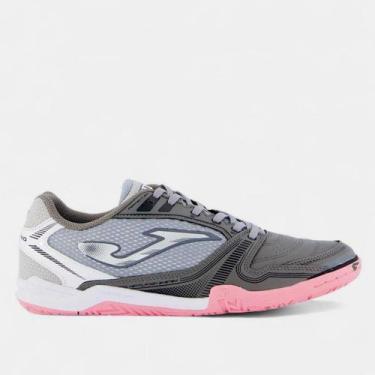 Imagem de Chuteira Futsal Joma Dribling Unissex, Cinza, Rosa, 42