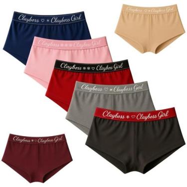 Imagem de Kit 10 Calcinhas Boxer Adulto De Cotton Forro Em Algodão Cores Lisas -