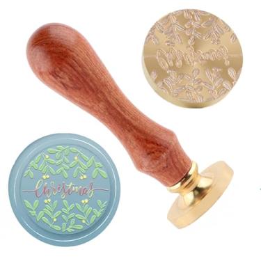 Imagem de Carimbo de lacre de cera de Natal, carimbos de latão e cabo de madeira, cabeça para cartões de Natal, convites, cartas, envelopes, cartões de felicitações, presentes
