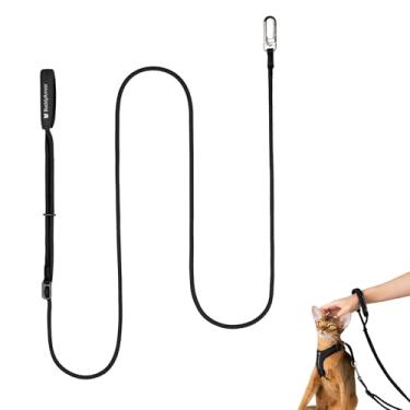 Imagem de BuddyArmor Coleira para gatos mãos livres, leve, de 11 a 2 m, ajustável, durável, com alça acolchoada, guia transversal versátil na cintura para gatos, filhotes, ≤ 66 kg, caminhada ao ar livre (preta