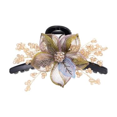 Imagem de SINIDE Grampos de cabelo de fio de cobre, presilhas de flores de strass tecidas à mão, grampo de mandíbula de cristal, acessório de estilo de peça de cabeça de casamento para mulheres, mulheres