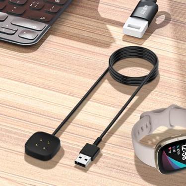 Imagem de Base de carregamento compatível com Fitbit Versa 3, base de carregamento de sincronização de dados USB com cabo de carregamento de 1 m para relógio inteligente Versa 3