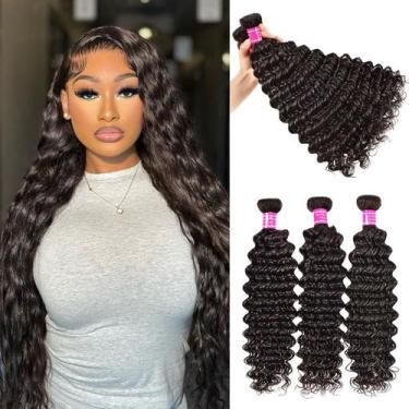 Imagem de Pacotes de cabelo Delizzly Deep Wave Brazilian 3 pacotes 56-66cm