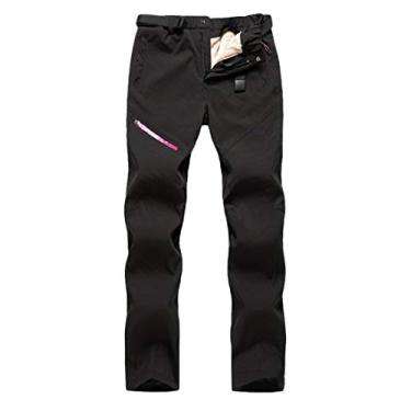 Imagem de Calças femininas de esqui com forro removível, calças de caminhada térmicas à prova d'água grossas calças de esqui de lã para neve para mulheres, pesca ao ar livre, roupa de esqui durável à prova de vento
