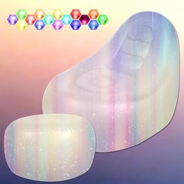 Imagem de Balabulala Sofá de LED autoinflável, espreguiçadeira iluminada, cadeira de ar dobrável leve para crianças e adultos, sofá de jogo inflável perfeito para quartos, acampamento ou casa