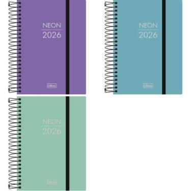 Imagem de Agenda 2026 Neon PP Espiral Diária 176 Folhas 117X164MM (pacote com 5)