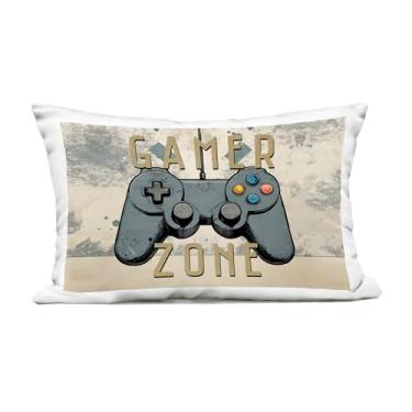 Imagem de Stupell Industries Gamer Zone com fundo abstrato almofada impressa ao ar livre, design por Kim Allen