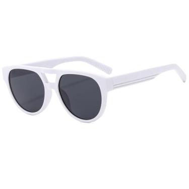 Imagem de Óculos de Sol Retrô Feminino Oval Clássico Preto Masculino Moda Óculos UV400 Feminino Branco 145mm