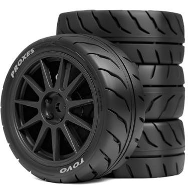 Imagem de 4PCS 1/10 RC Drift Racing Tires and Wheels 12mm Hex OD 2.56'' for 1:10 Scale Touring Street On Road Car Tamiya TT01 TT02 XV01 TA06 A959 PTG2 HPI KYOSHO HSP PTG2 Traxxa (Black)