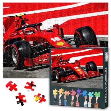 Imagem de Quebra-cabeças de carro de corrida vermelho – quebra-cabeça de 1000 peças para adultos, tema esportivo difícil desafiador para adultos (69,8 cm x 50 cm), presente noturno de jogos em família e