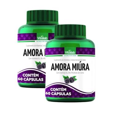 Imagem de kit 2x Amora Miúra 500mg Vitamina B1-B6 e Picolinato de Cromo Frasco 60 Cápsulas