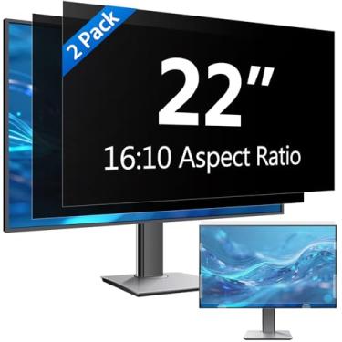 Imagem de [Pacote com 2] Filtro de tela de privacidade de computador de 55 polegadas para monitor 16:10, proteção para os olhos, proteção contra luz azul, protetor de privacidade e antirreflexo, película