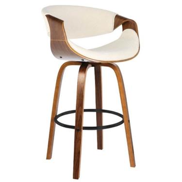 Imagem de Banqueta Nicole Base Madeira - Linho Creme