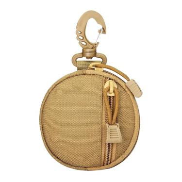 Imagem de Porta-chaves tático redondo para mulheres e homens, militares - Bolsa multifuncional para chaves, moedas, fone de ouvido, batom, organizador compacto EDC para caminhadas ao ar livre, acampamento