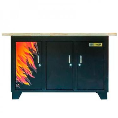 Imagem de Bancada fechada com 3 portas FIRE - RLL-203 (Preto) - Rotterman, Preto