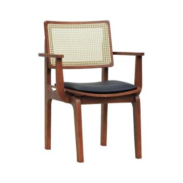 Imagem de Cadeira Gus Com Braço - Amêndoa Estofado Corano Preto