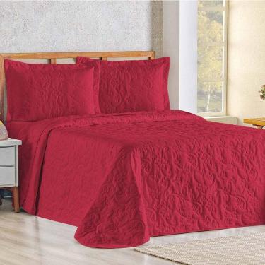 Imagem de Cobre Leito Queen Bouti Mavie Floral 180 Fios 3 Peças - Vermelho