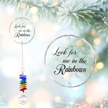 Imagem de GIFTELIX Enfeites de Natal - Look for Me in The Rainbows - Presentes de luto - Presente de simpatia pela perda de um ente querido - Memorial Suncatcher - Presente de luto para mãe, pai, irmãs, irmãos