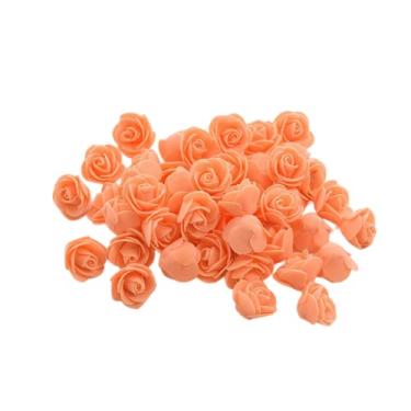 Imagem de XIZHI Mini flores artificiais de rosas falsas, 100 peças, cabeça de rosa de espuma vermelha de 3,5 cm para acessórios de artesanato faça você mesmo, decoração de casa, decoração de casa e chá de bebê